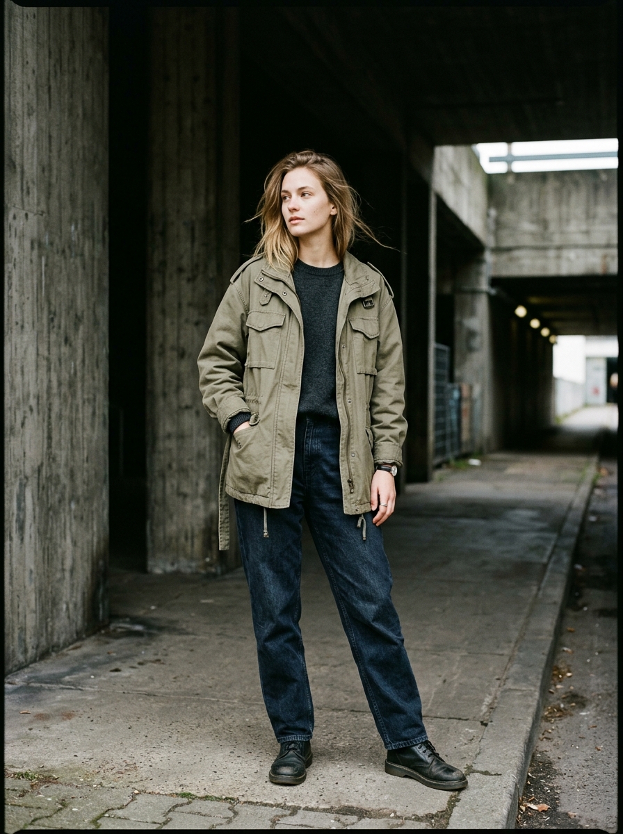 Model amb la Transit Jacket — NOMAD DEPT.